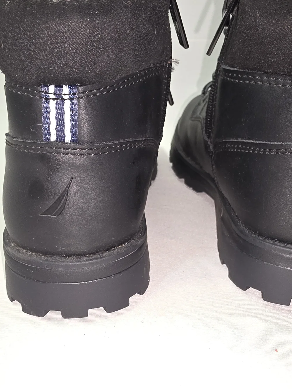 Nautica Kids Black Faux Fur Lace-Up & Zip Winter Boots